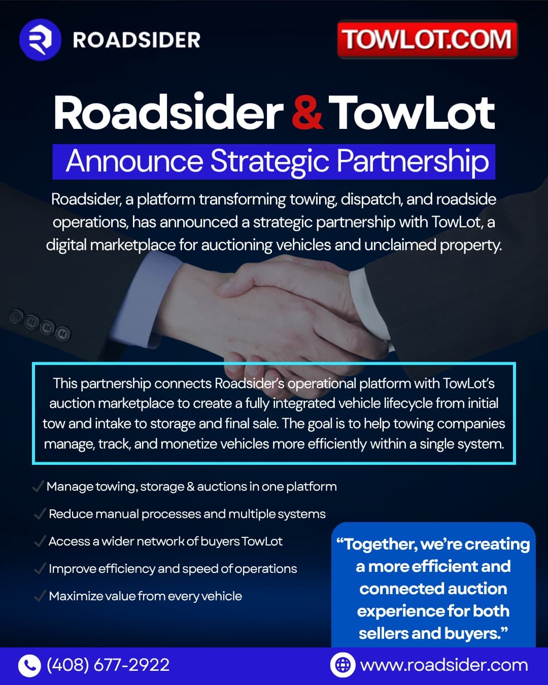 Roadsider and TowLot Announce Strategic Partnership